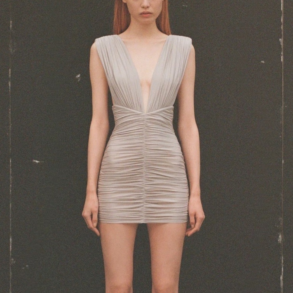 Alex Perry Keanan Plunging Ruched Mini Dress